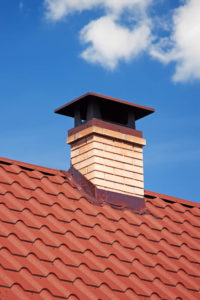 a chimney on red roof