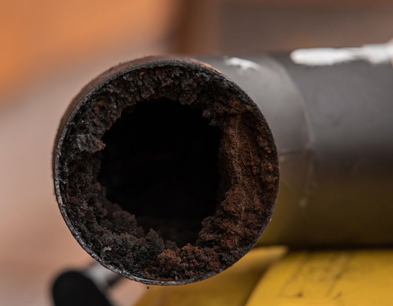 Creosote- Hales Chimney Stock Chimney pipe filled with creosote