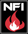 Graphic of National Fireplace Institute with red and white flames
