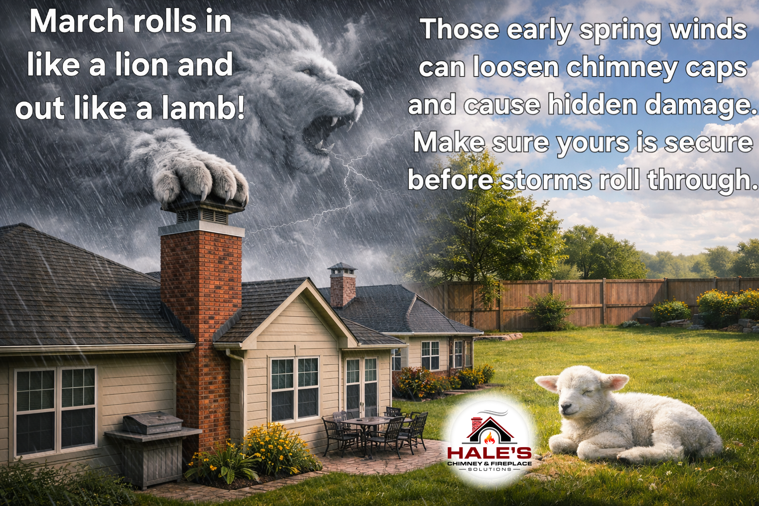 Graphic featuring a house that is getting hit with variations of spring weather. 