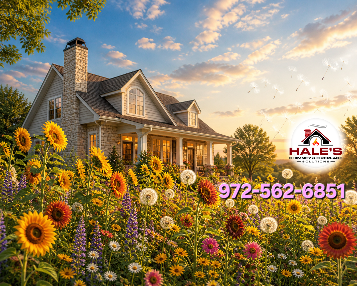 Graphic featuring a house that is getting hit with variations of spring weather. 
